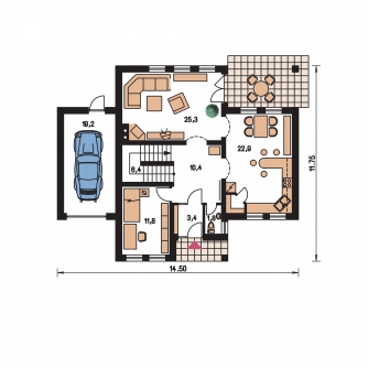 Grundriss des Erdgeschosses - BUNGALOW 80